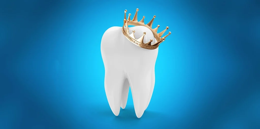 Tooth with a golden king's crown.